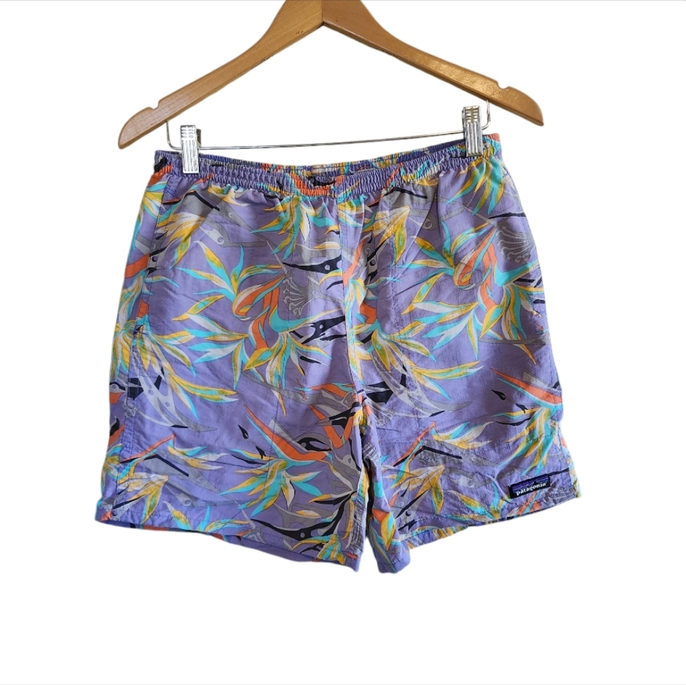 Vintage Patagonia Purple Birds of Paradise Print Baggies Shorts